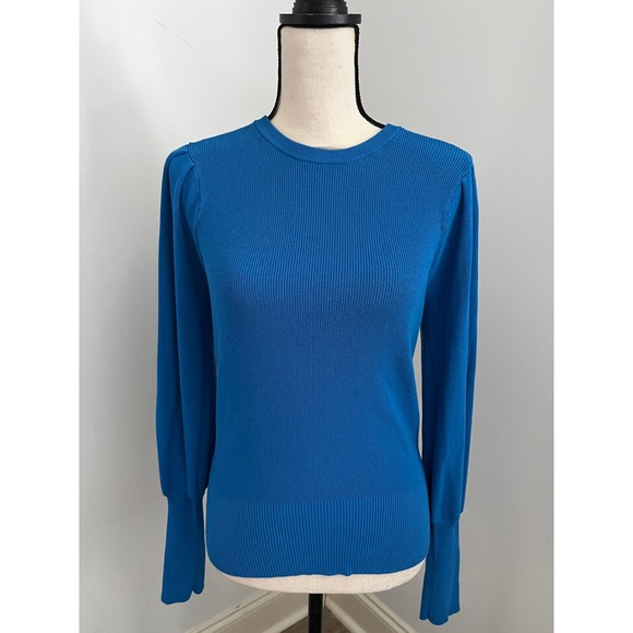 Ann Taylor Sweaters - Cobalt Blue Puff Sleeve Sweater Small Crew Neck Minimalist Office Chic Preppy